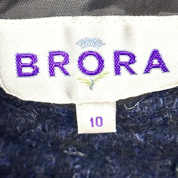 Brora Button Front A-Line Skirt Womens UK 10 / US 6 Blue Tweed Wool Blend Lined - Picture 3 of 11